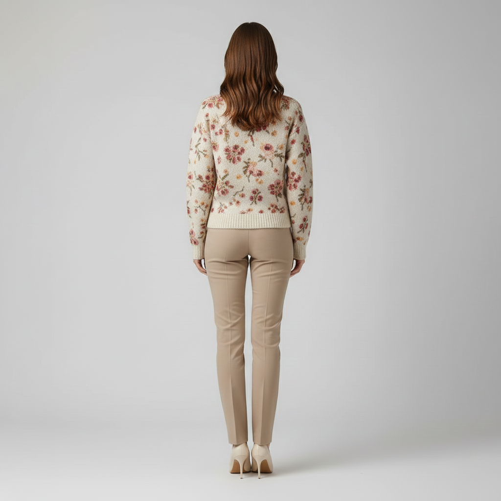 Pull chaud femme à imprimé floral