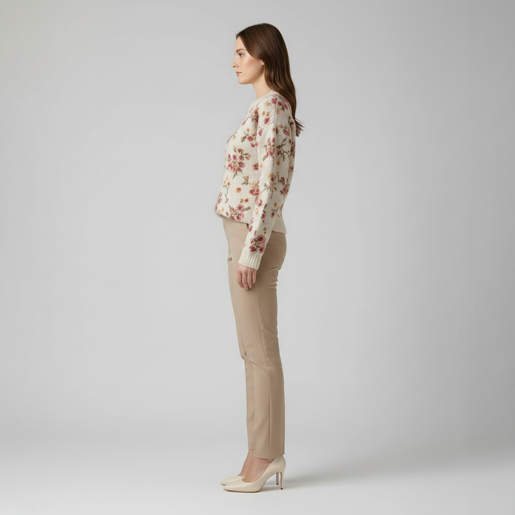 Pull chaud femme à imprimé floral