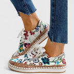 Baskets broderie florale semelle espadrille pour femme