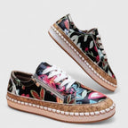 Baskets broderie florale semelle espadrille pour femme