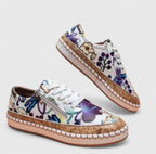 Baskets broderie florale semelle espadrille pour femme