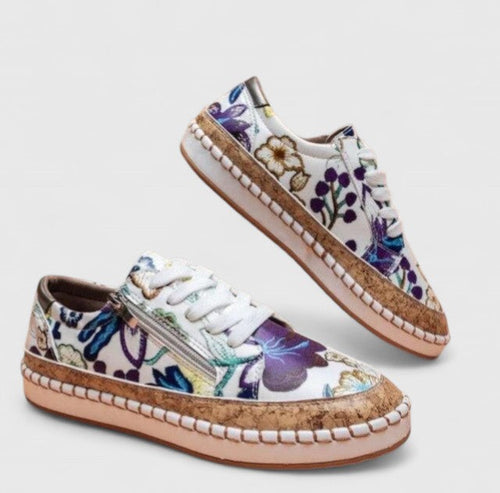 Baskets broderie florale semelle espadrille pour femme