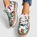 Baskets broderie florale semelle espadrille pour femme