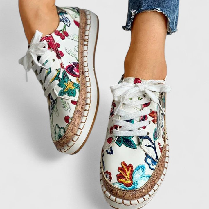 Baskets broderie florale semelle espadrille pour femme