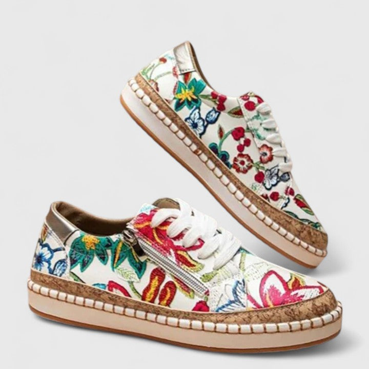 Baskets broderie florale semelle espadrille pour femme
