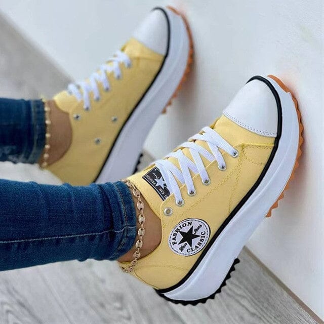 Baskets montantes semelle bicolore rose violet jaune pour femme