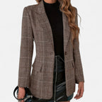 Blazer à carreaux coupe structurée pour femme