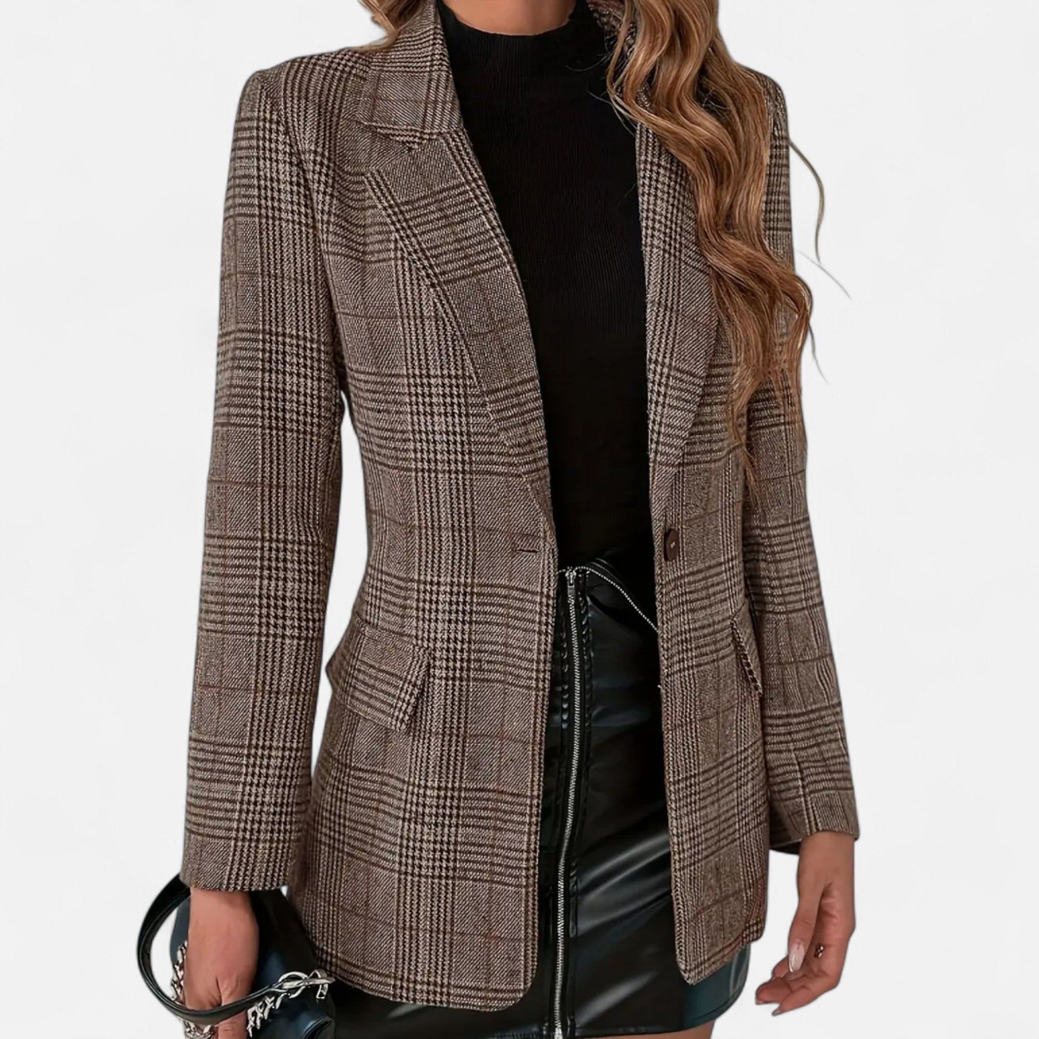 Blazer à carreaux coupe structurée pour femme