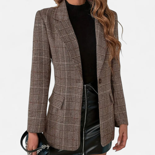 Blazer à carreaux coupe structurée pour femme