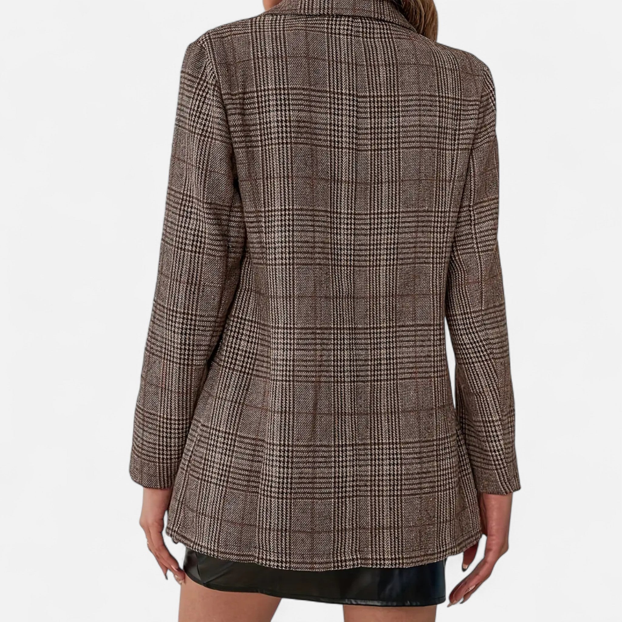 Blazer à carreaux coupe structurée pour femme – vue 3