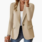 Blazer structuré bouton décoratif pour femme