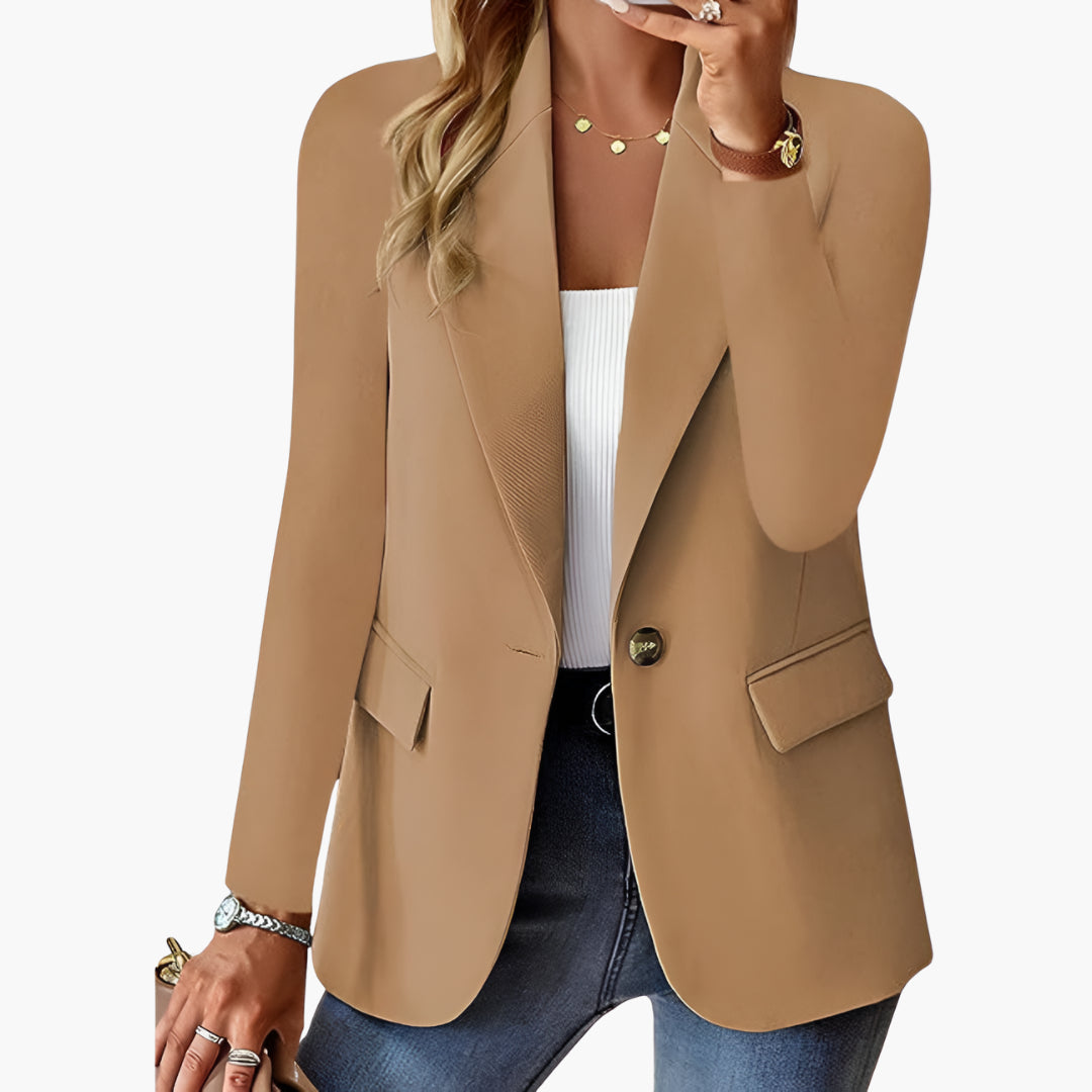 Blazer structuré bouton décoratif pour femme