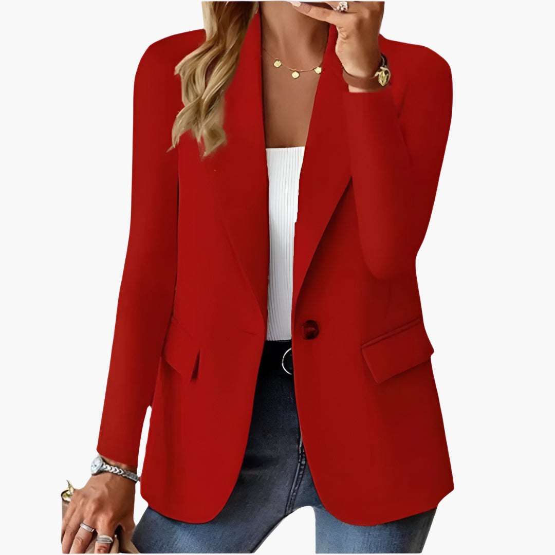 Blazer structuré bouton décoratif pour femme