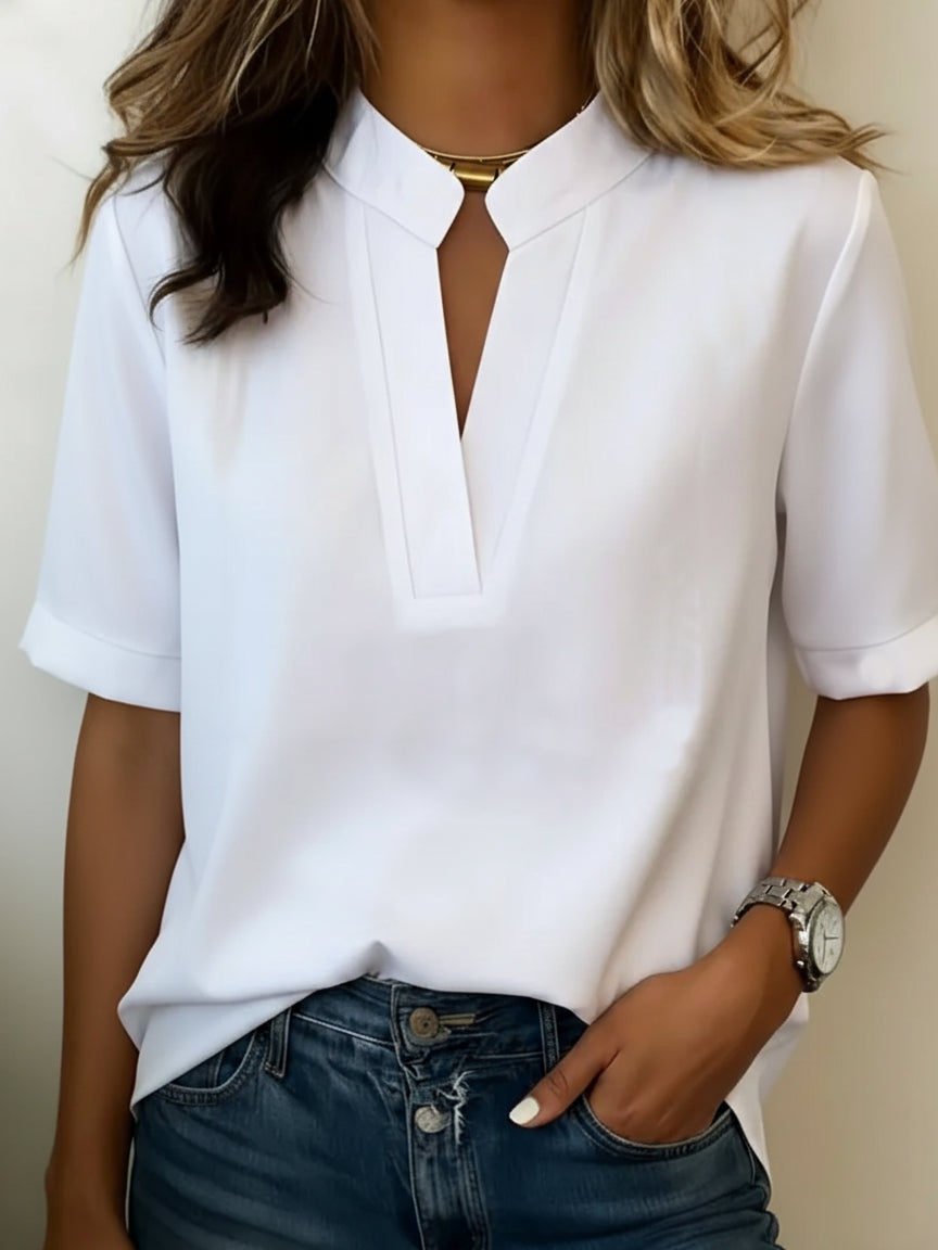 Blouse col chemise avec détail doré