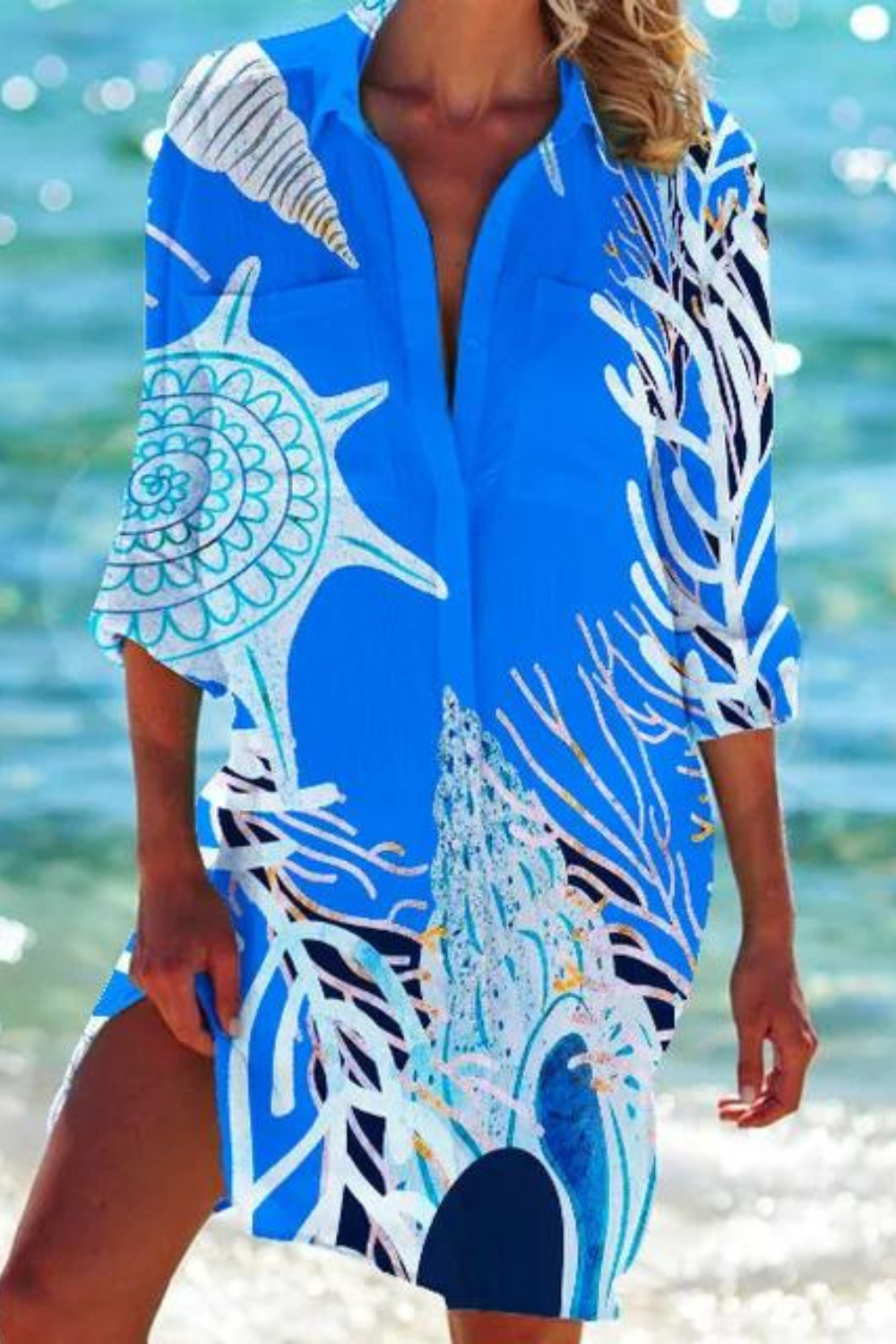 Blouse fluide à imprimé marin