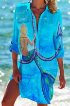 Blouse fluide à imprimé marin