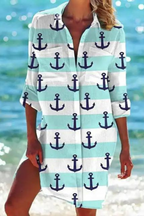 Blouse fluide à imprimé marin