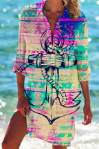 Blouse fluide à imprimé marin