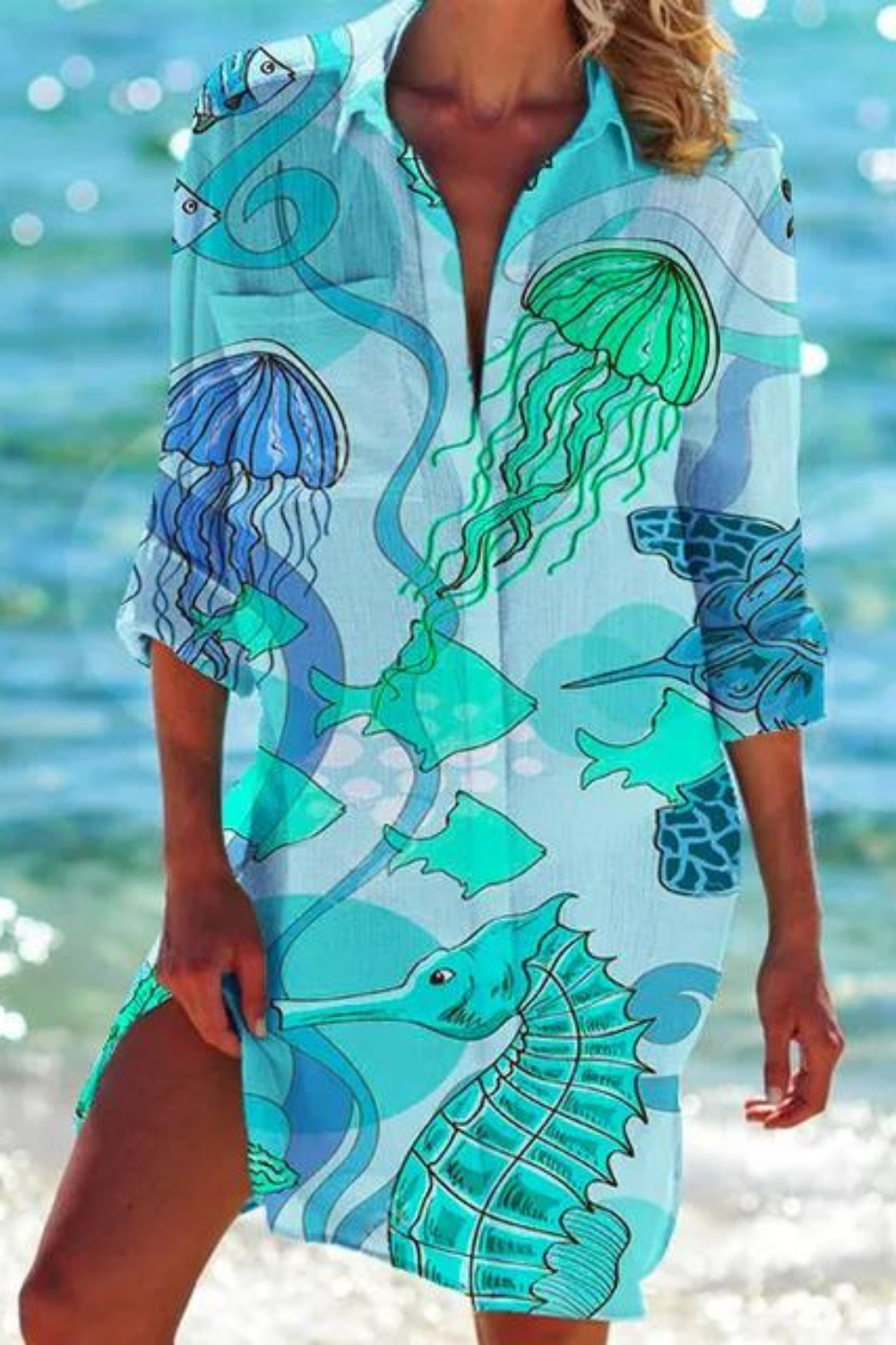Blouse fluide à imprimé marin