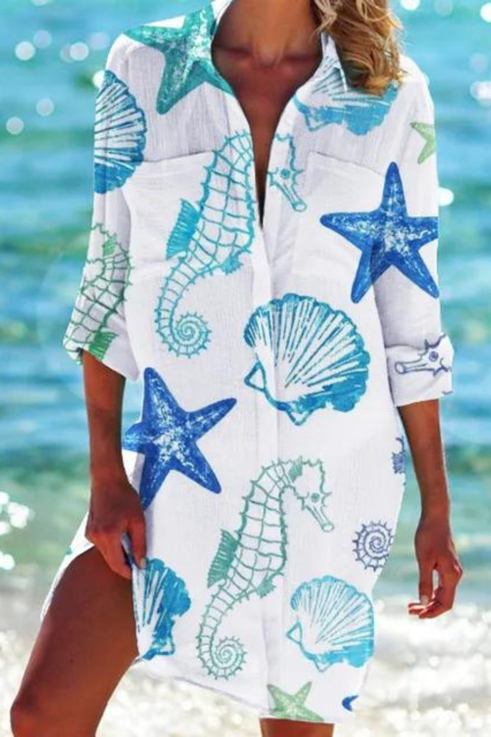 Blouse fluide à imprimé marin