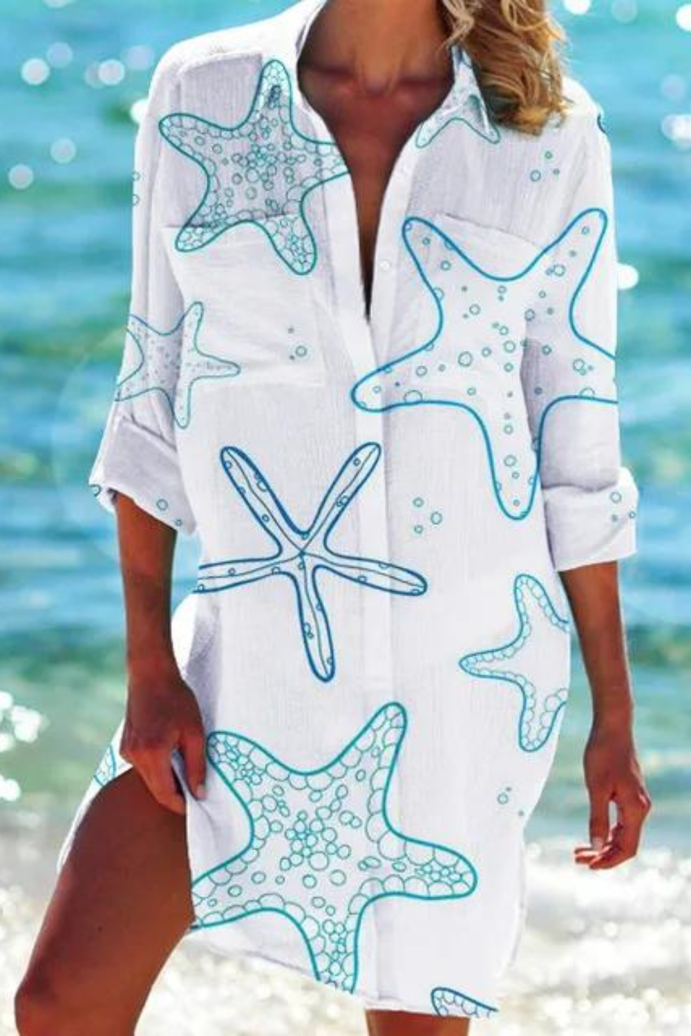 Blouse fluide à imprimé marin