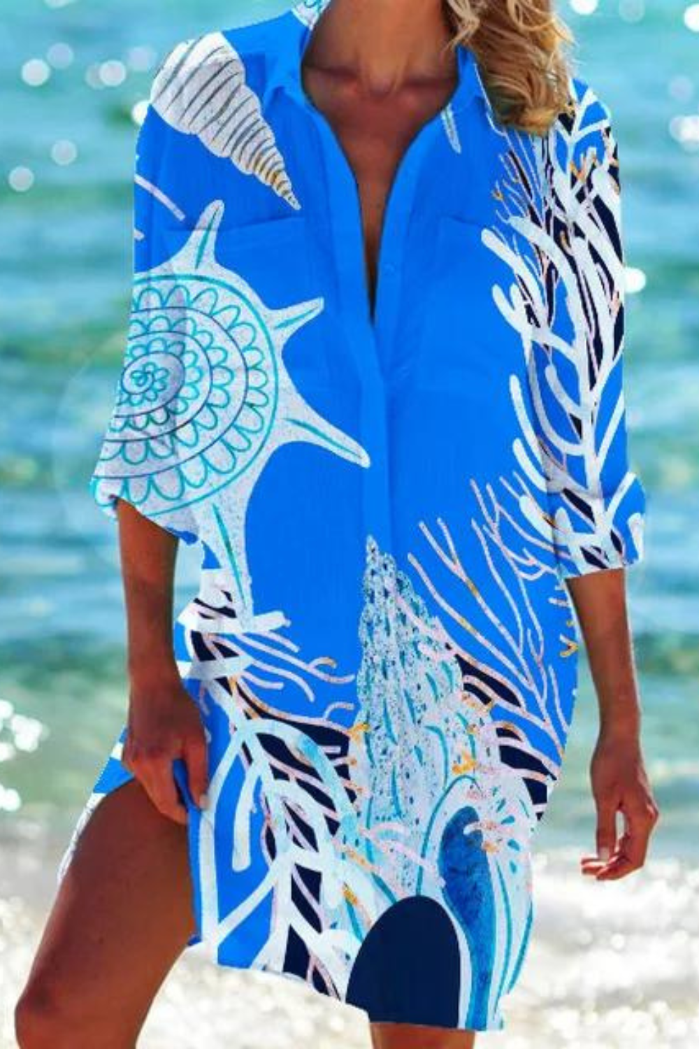Blouse fluide à imprimé marin