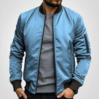 Blouson aviateur zippé à poche manche bleu pour homme