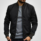 Blouson aviateur zippé à poche manche noir pour homme