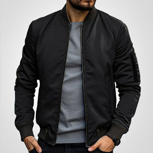 Blouson aviateur zippé à poche manche noir pour homme