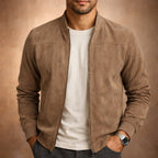 Blouson bomber col montant finition mate beige pour homme