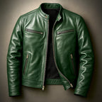 Blouson col montant zippé quatre poches forest vert pour homme
