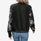 Bomber noir manches florales fermeture zip pour femme – vue 5