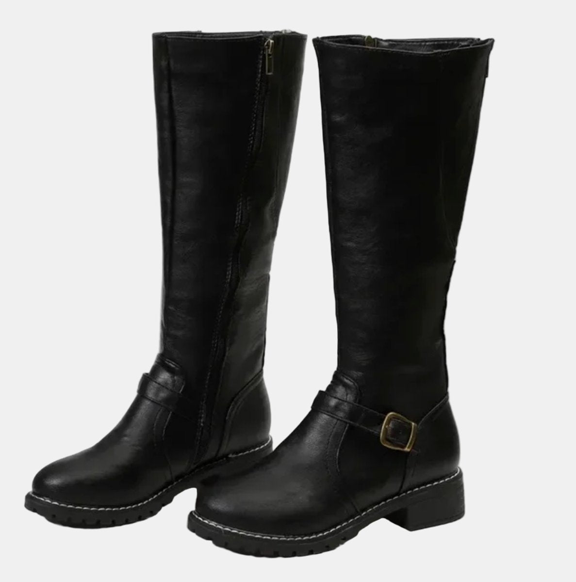 Bottes cavalières hautes à boucle noir pour femme