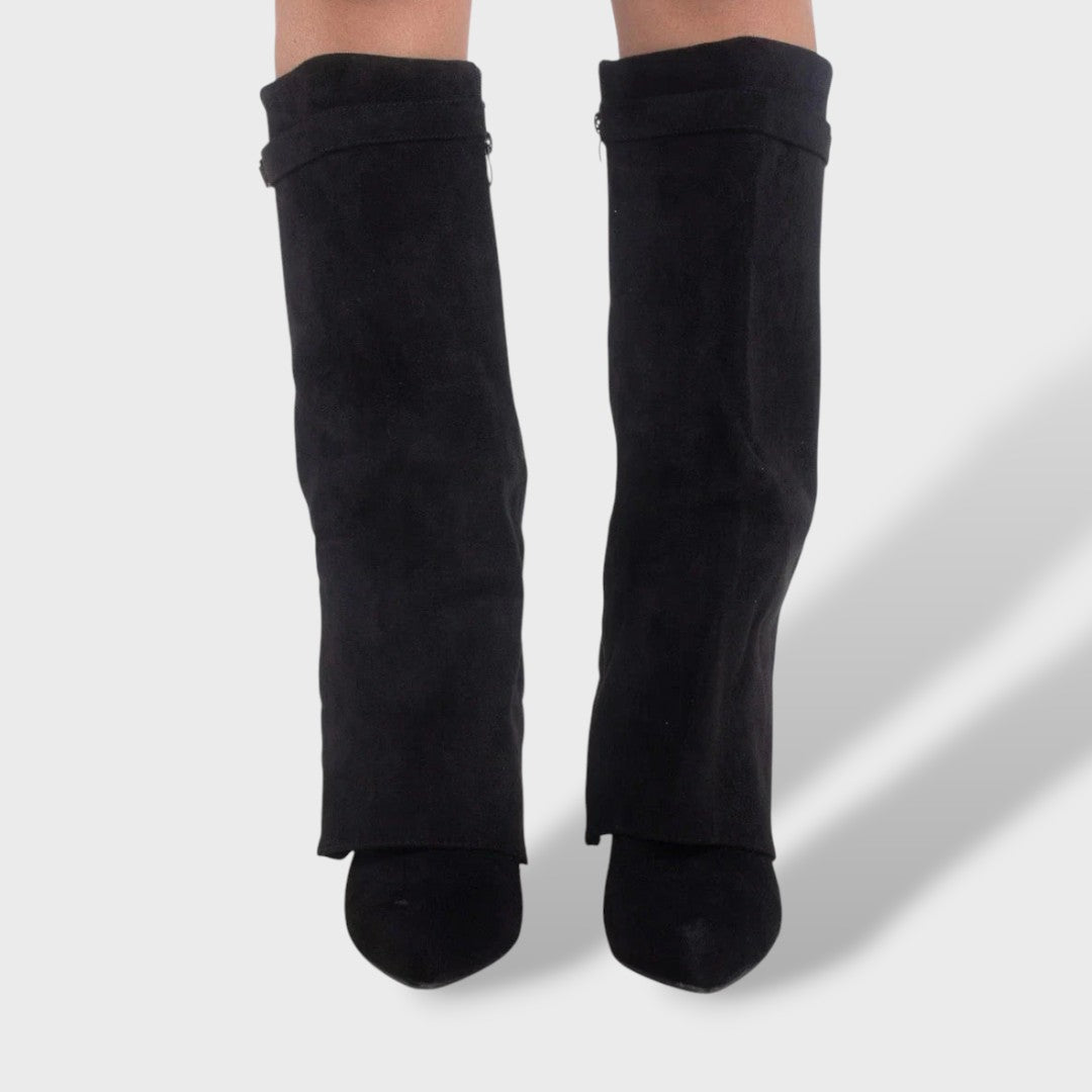 Bottes hautes à revers avec détail doré pour femme – vue 4
