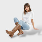 Bottes hautes talon bloc structuré pour femme – vue 3