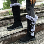 Bottes hautes fourrure grise boucles décoratives pour femme – vue 7