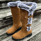 Bottes hautes fourrure grise boucles décoratives pour femme – vue 8