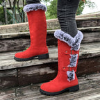 Bottes hautes fourrure grise boucles décoratives pour femme – vue 2