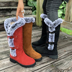Bottes hautes fourrure grise boucles décoratives pour femme – vue 3