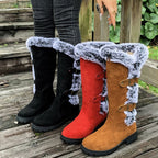 Bottes hautes fourrure grise boucles décoratives pour femme – vue 5