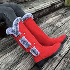 Bottes hautes fourrure grise boucles décoratives pour femme – vue 6