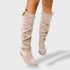 Bottes hautes plissées à talon bloc pour femme – vue 2