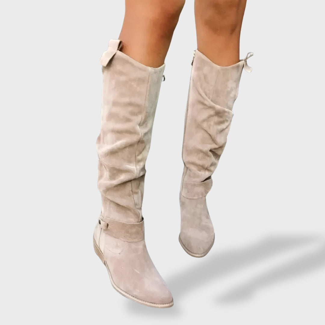Bottes hautes plissées à talon bloc pour femme – vue 2