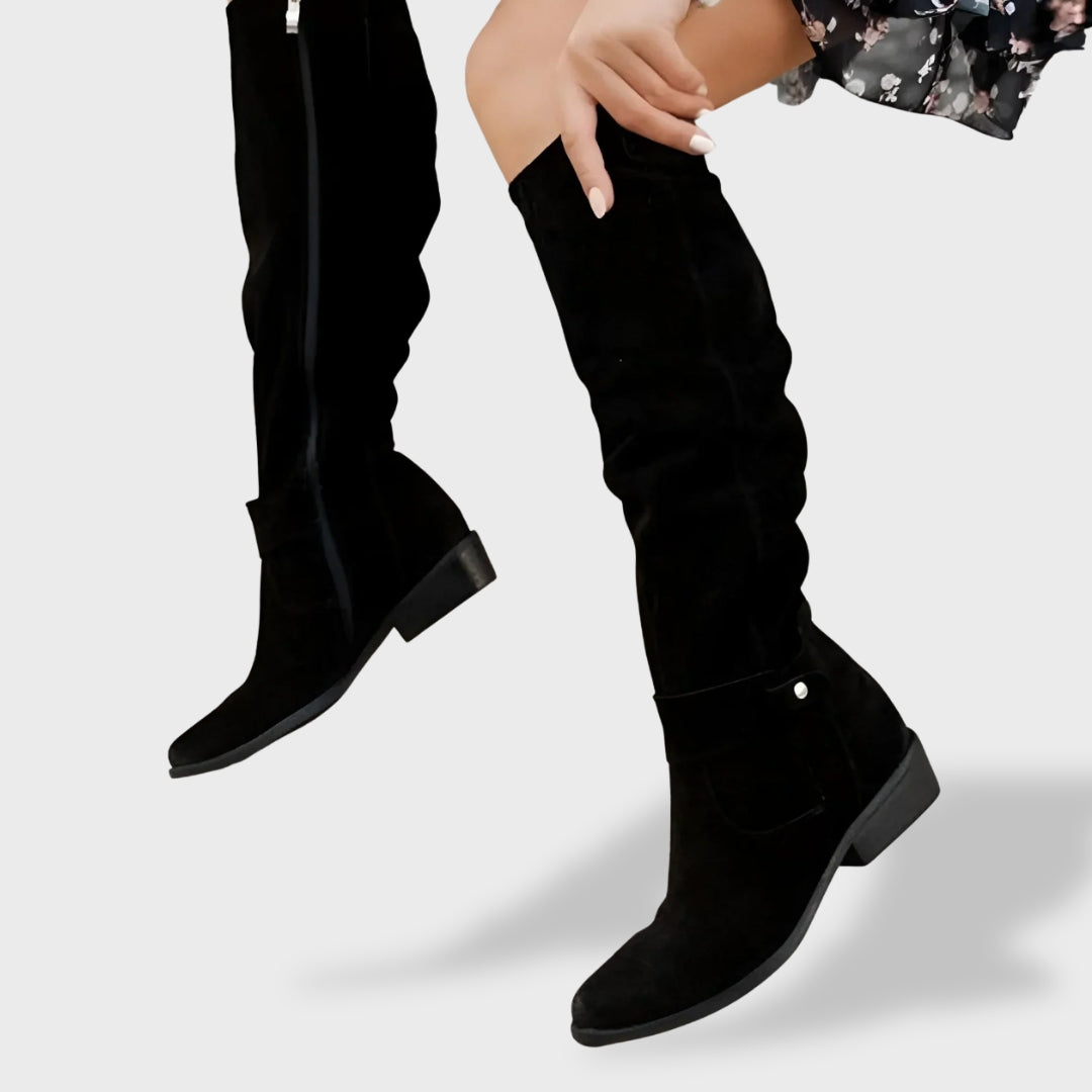 Bottes hautes plissées à talon bloc pour femme – vue 4