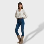 Bottes western brodées à talon pour femme