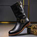 Bottines mi-mollet à double boucle noir pour homme