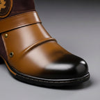 Bottines homme à double boucle empiècements contrastés pour homme
