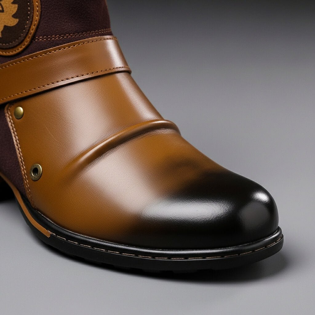 Bottines homme à double boucle empiècements contrastés pour homme