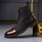 Bottines montantes à lacets bicolores marron foncé pour homme