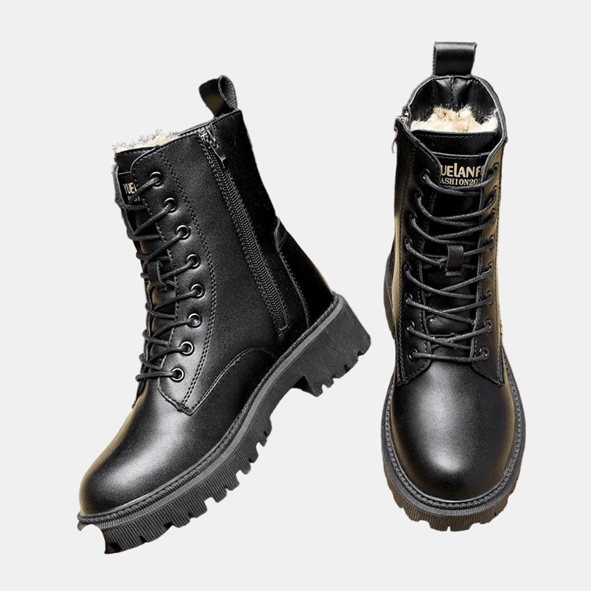 Bottines à lacets doublure peluche semelle épaisse pour femme – vue 2
